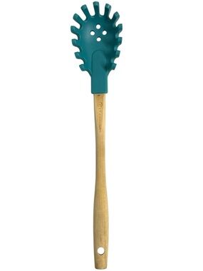 Le Creuset Teal Pasta Server with Wooden Handle